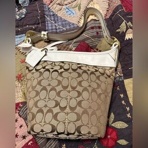 RARE NWT Vintage COACH Bleeker Leather and Coach Signature Pattern Bucket Bag